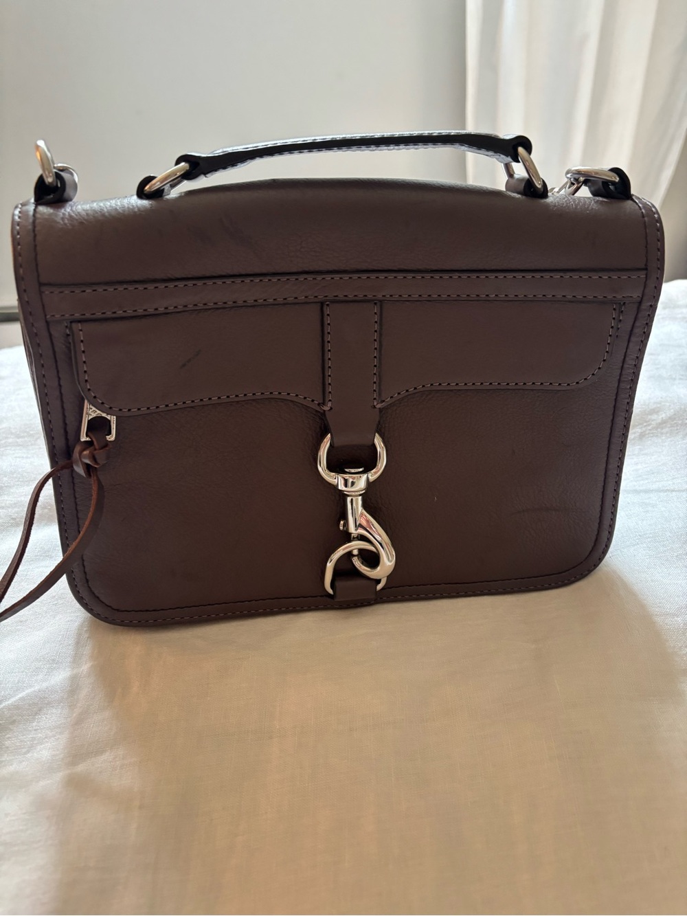 Rebecca Minkoff Brown Leather Satchel with Silver Hardware
